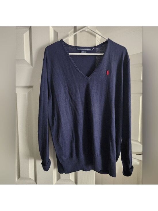 Ralph Lauren Other - Ralph Lauren Sport Navy V-Neck Cotton Sweater Red PonyX- Large--RALPH